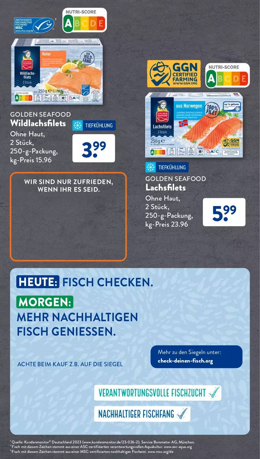 Aktueller Prospekt AldiSud - GÜNSTIGE HERBSTVIELFALT FÜR ALLE - von 02.10 bis 31.10.2023 - strona 7 - produkty: aqua, eis, elle, filet, filets, fisch, fische, Fischer, Heu, lachs, lachsfilet, lachsfilets, monitor, reis, Schere, Ti, Wild, wildlachs