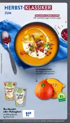 Gazetka promocyjna AldiSud - GÜNSTIGE HERBSTVIELFALT FÜR ALLE - Gazetka - ważna od 31.10 do 31.10.2023 - strona 10 - produkty: aldi, Becher, bio, Bio-Obst, eis, elle, kokos, Kürbis, mandel, obst, orange, orangen, reis, Schal, Schale, suppe