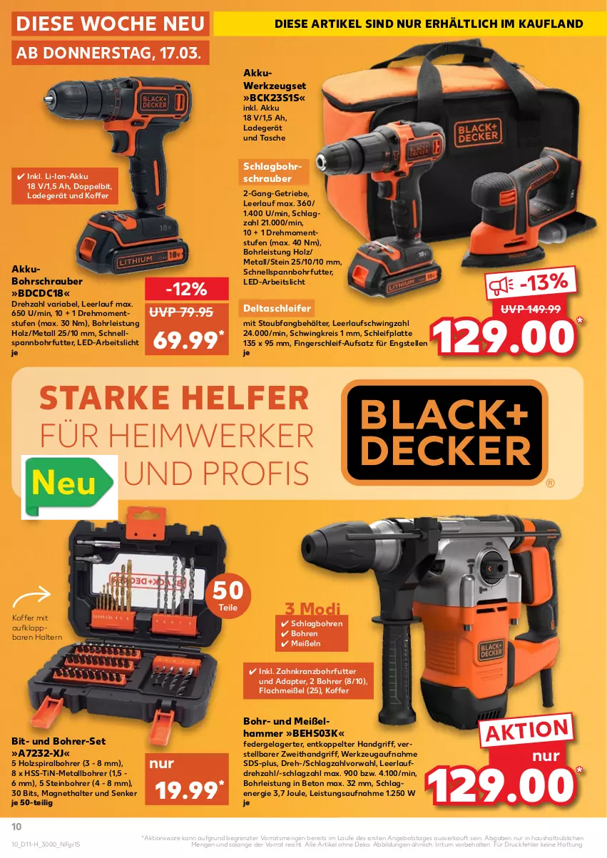 Aktueller Prospekt Kaufland - Spezielle Angebote - von 17.03 bis 23.03.2022 - strona 10 - produkty: adapter, akku, angebot, Behälter, Bohrer-Set, Bohrschrauber, eis, elle, Holz, K2, koffer, Kranz, ladegerät, latte, li-ion-akku, reis, Ria, Tasche, Ti, werkzeug, ZTE