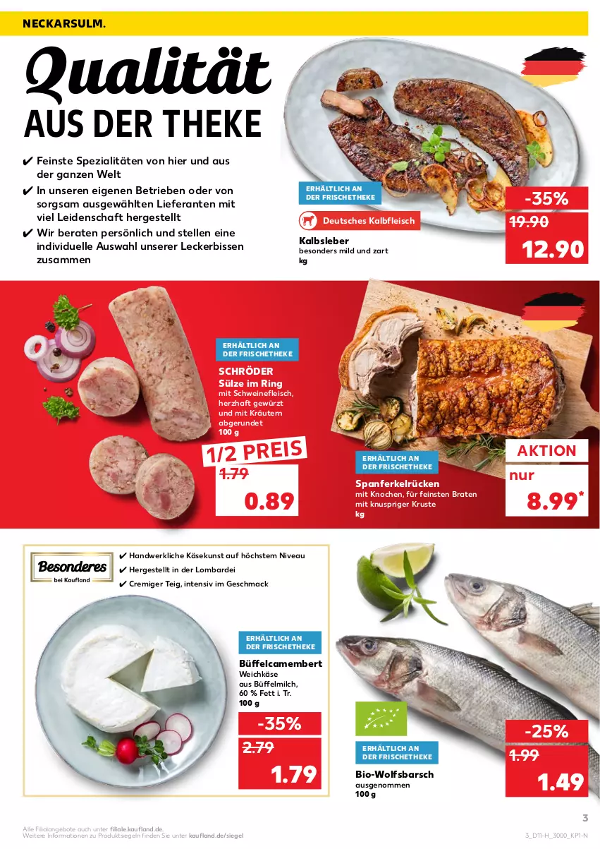 Aktueller Prospekt Kaufland - Spezielle Angebote - von 17.03 bis 23.03.2022 - strona 3 - produkty: angebot, angebote, bio, braten, camembert, eis, elle, fleisch, gewürz, Kalbfleisch, Kalbsleber, Käse, kräuter, kräutern, mac, milch, nivea, reis, ring, schwein, schweine, schweinefleisch, Spezi, Ti, weichkäse, wein, weine, wolfsbarsch