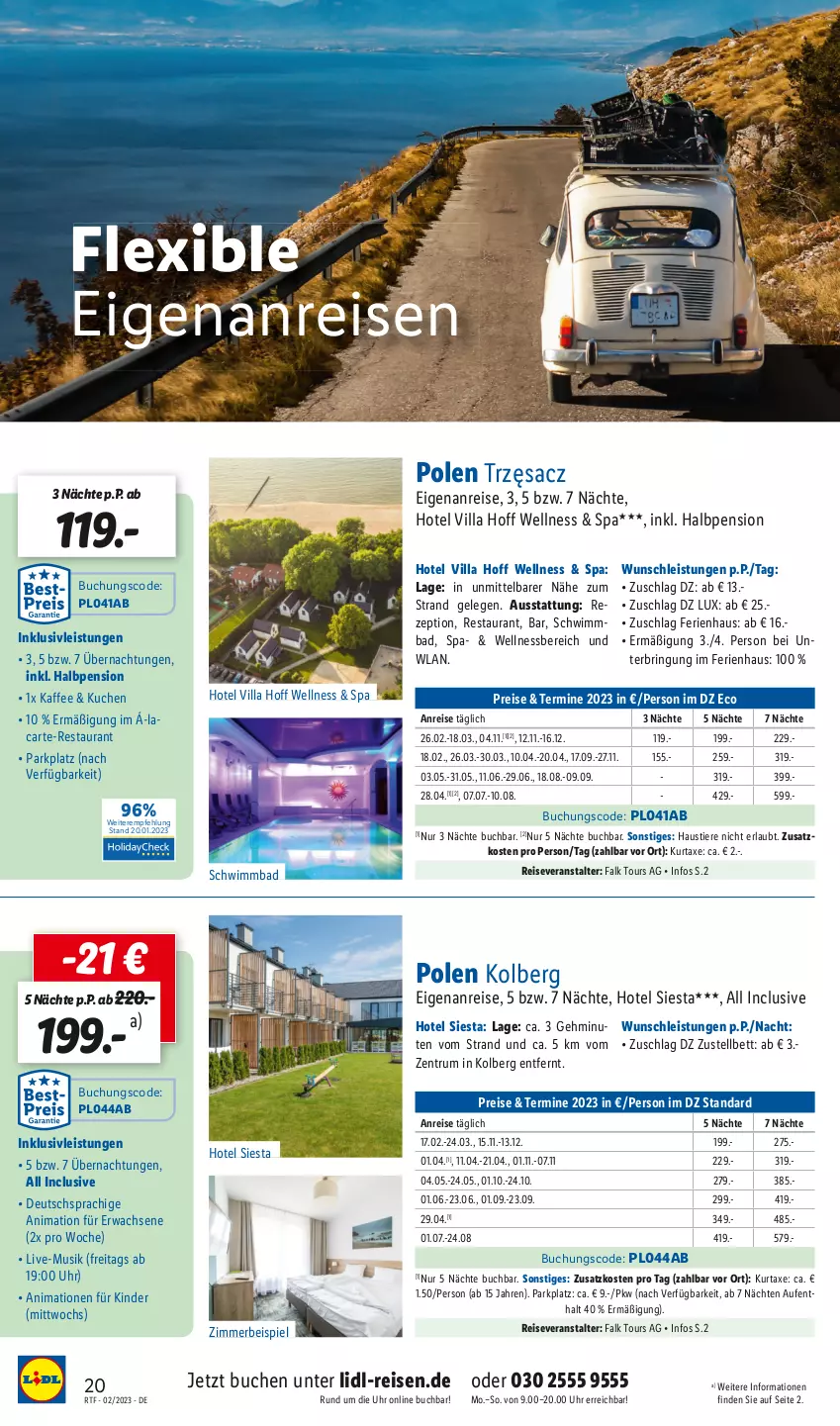 Aktueller Prospekt Lidl - Themenflyer Februar 2023 - von 13.02 bis 15.03.2023 - strona 20 - produkty: aust, axe, Bad, bett, buch, eis, inklusivleistungen, kaffee, Kinder, kuchen, kurtaxe, reis, reiseveranstalter, ring, rum, sac, Stier, Ti, Tiere, uhr, wellnessbereich, zimmerbeispiel