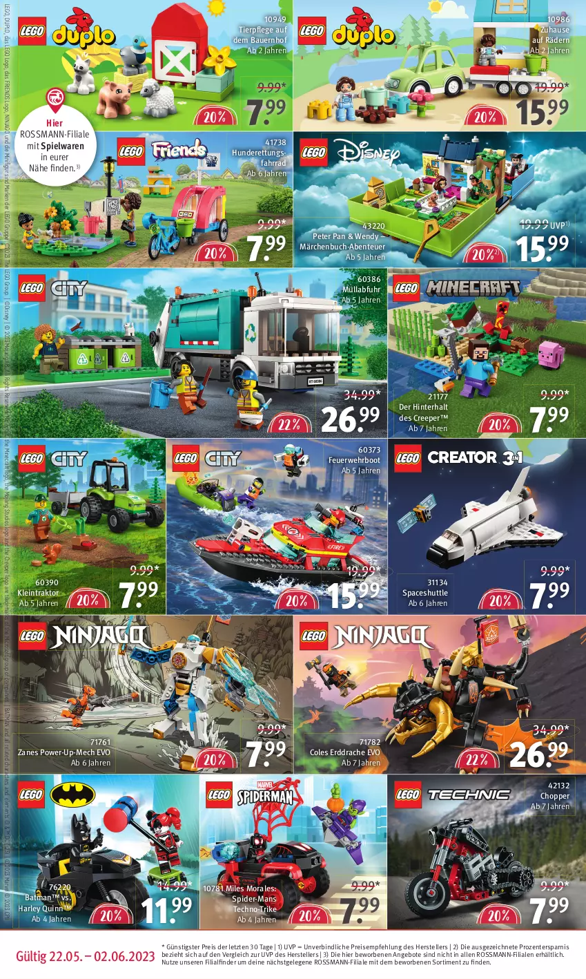 Aktueller Prospekt Rossmann - Prospekte - von 22.05 bis 02.06.2023 - strona 3 - produkty: angebot, angebote, auer, Bau, Bauer, buch, disney, duplo, eis, elle, ente, Fahrrad, ninjago, reis, rel, rwe, spider-man, spielwaren, teller, Ti, uhr, ZTE