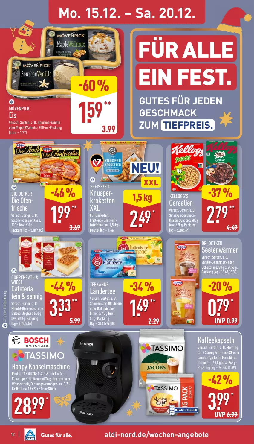Aktueller Prospekt Aldi Nord - Von Montag - von 15.12 bis 20.12.2025 - strona 13 - produkty: ACC, aldi, angebot, angebote, aus der tiefkühlung, backofen, beere, beutel, Blaubeer, blaubeere, bourbon, caramel, cerealien, chia, coppenrath, dell, die ofenfrische, Dr. Oetker, eis, elle, fritteuse, Heißluftfritteuse, jacobs, joghur, joghurt, kaffee, kaffeekapseln, kakao, Kapselmaschine, Käse, Kette, Kroketten, Ländertee, latte, latte macchiato, limo, mac, macchiato, mandel, Mode, mövenpick, mövenpick eis, oder jacobs, Ofen, reis, Ria, salami, schoko, schokolade, Smacks, Spezi, tee, teekanne, teller, Ti, tiefpreis, vanille, wasser, wassertank