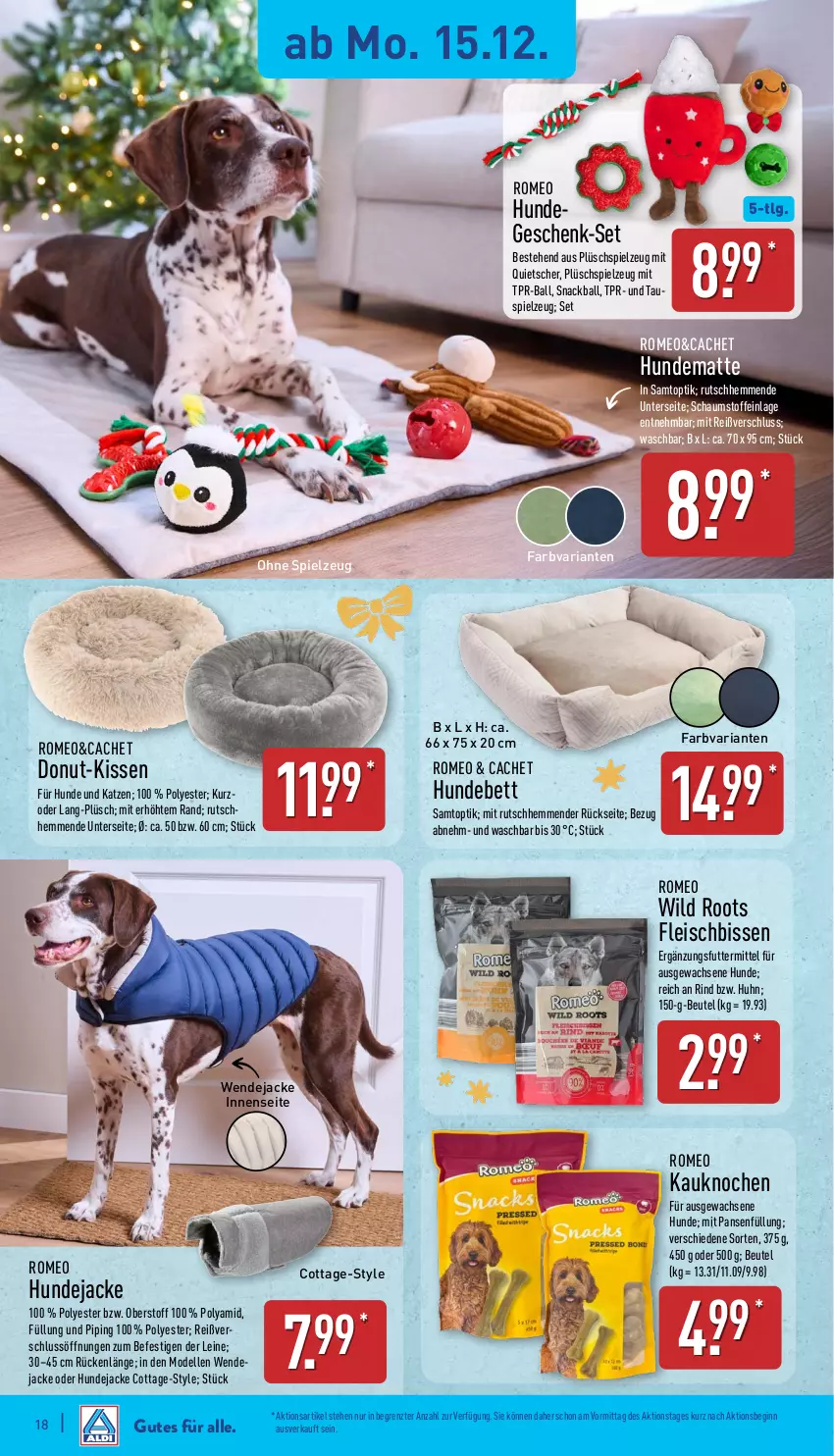 Aktueller Prospekt Aldi Nord - Von Montag - von 15.12 bis 20.12.2025 - strona 19 - produkty: ball, bett, beutel, dell, Donut, eis, elle, fleisch, gin, Hundebett, Jacke, kissen, leine, LG, Mode, Plüsch, Ria, rind, senf, snack, spielzeug, Ti, Wild, ZTE