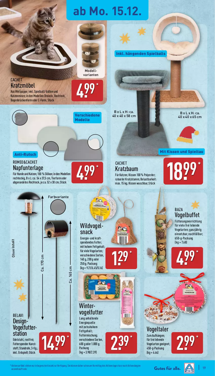 Aktueller Prospekt Aldi Nord - Von Montag - von 15.12 bis 20.12.2025 - strona 20 - produkty: ball, Bau, dell, edelstahl, elle, gin, kissen, kraft, Kratzbaum, LG, minze, möbel, Mode, Ria, snack, Ti, Vogelfutter, Wild, ZTE