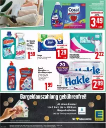 Gazetka promocyjna Edeka - Prospekte - Gazetka - ważna od 06.04 do 06.04.2024 - strona 24 - produkty: Coral, eis, feinwaschmittel, feuchtes toilettenpapier, flasche, hakle, klarspüler, küche, Küchen, küchentücher, maschinenreiniger, papier, reiniger, reis, sidolin, somat, Tempo, Ti, toilettenpapier, tücher, waschmittel, ZTE