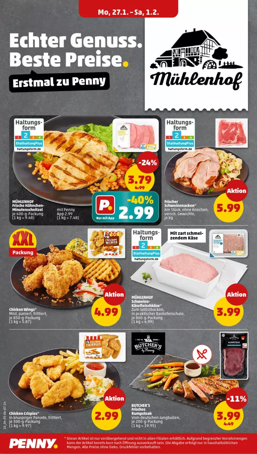 Aktueller Prospekt Penny - Prospekte - von 27.01 bis 01.02.2025 - strona 10 - produkty: backofen, chicken wings, eis, Frische Hähnchen, jungbullen, Käse, LG, minutenschnitzel, Ofen, reis, rum, rumpsteak, Schal, Schale, schnitzel, schwein, schweine, schweinenacken, steak, Ti, tisch, wein, weine, ZTE