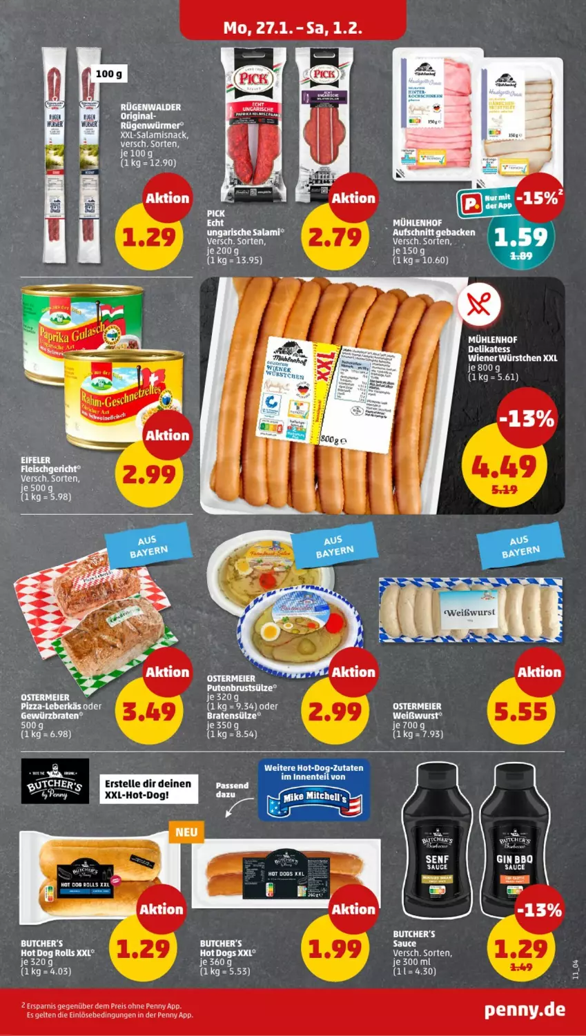 Aktueller Prospekt Penny - Prospekte - von 27.01 bis 01.02.2025 - strona 11 - produkty: aufschnitt, braten, butcher's, eier, eis, elle, geback, gewürz, gin, leberkäs, LG, pizza, reis, salami, sauce, senf, snack, tee, Ti, Ungarische Salami, Weißwurst, wiener, wiener würstchen, wurst, würstchen