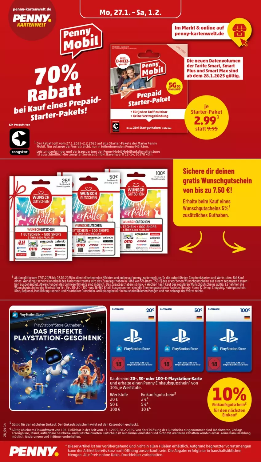 Aktueller Prospekt Penny - Prospekte - von 27.01 bis 01.02.2025 - strona 28 - produkty: banane, congstar, eis, gutschein, lays, PlayStation, ring, Spiele, tee, Ti