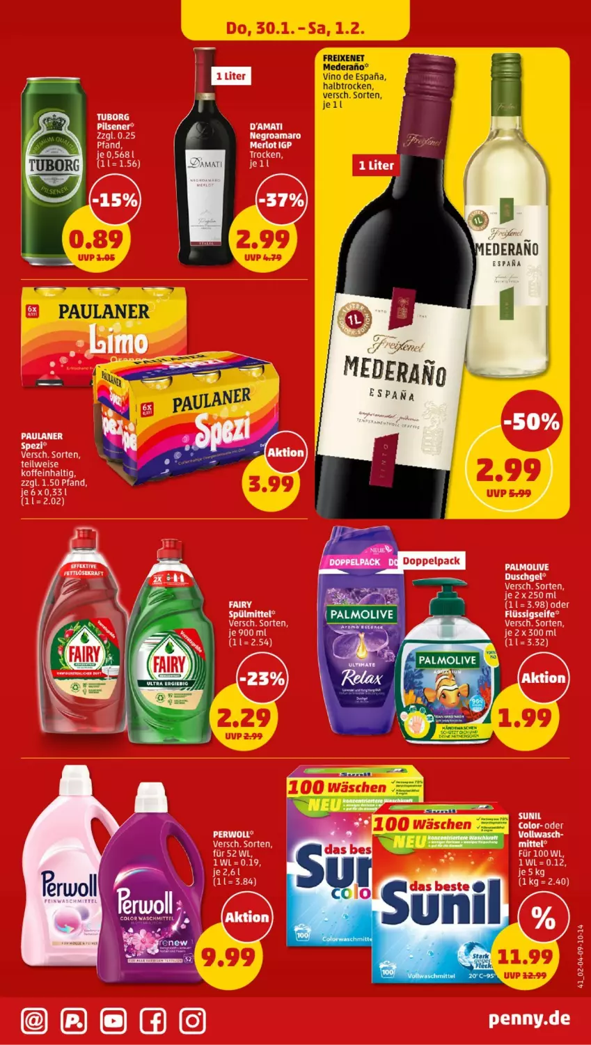 Aktueller Prospekt Penny - Prospekte - von 27.01 bis 01.02.2025 - strona 41 - produkty: amaro, fairy, flüssigseife, freixenet, olive, palmolive, Paula, paulaner, perwoll, pils, pilsener, Seife, sunil, Ti