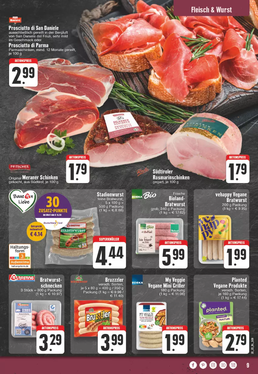 Aktueller Prospekt Edeka - Angebote der Woche - von 15.05 bis 20.05.2023 - strona 9 - produkty: aktionspreis, Bau, bratwurst, eis, gin, grill, mac, parmaschinken, prosciutto, Prosciutto di Parma, Prosciutto di San Daniele, reis, rosmarin, schinken, tee, Ti, wurst