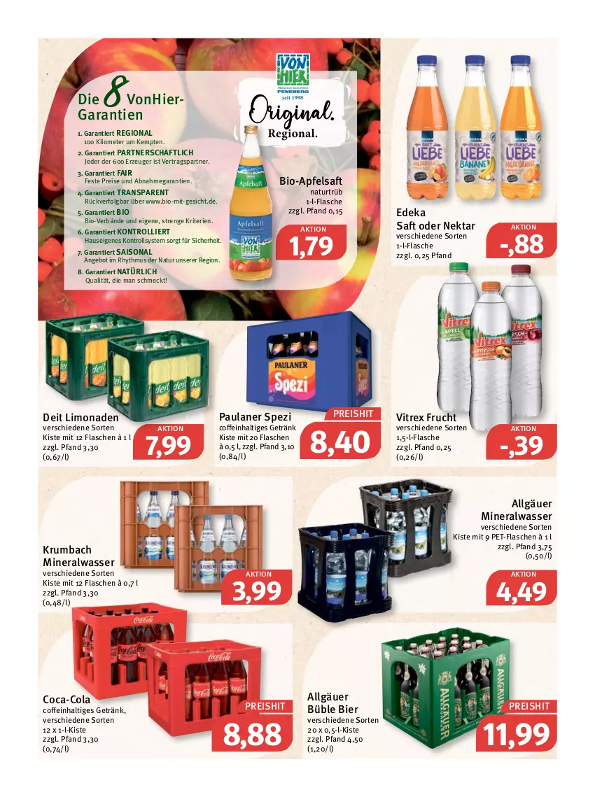 Aktueller Prospekt Feneberg - Prospekte - von 03.03 bis 05.03.2022 - strona 15 - produkty: Alwa, angebot, apfel, apfelsaft, bier, bio, coca-cola, coffein, cola, deit, deka, eis, flasche, frucht, getränk, krumbach, LG, limo, limonade, limonaden, mineralwasser, natur, Nektar, Paula, paulaner, pet-flasche, pet-flaschen, reis, rum, saft, Spezi, Ti, trolli, vitrex, wasser