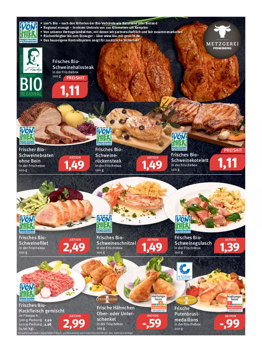 Aktueller Prospekt Feneberg - Prospekte - von 03.03 bis 05.03.2022 - strona 2 - produkty: bio, bioland, braten, eis, filet, fleisch, Frische Hähnchen, garnier, gulasch, hackfleisch, hackfleisch gemischt, henkel, kotelett, LG, medaillons, natur, naturland, pute, putenbrust, reis, Rückensteak, schenkel, schnitzel, schwein, schweine, schweinebraten, schweinefilet, schweinegulasch, schweinekotelett, schweinerücken, schweineschnitzel, steak, Ti, wein, weine, wurst