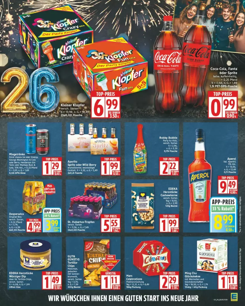 Aktueller Prospekt Edeka - Prospekte - von 29.12.2026 bis 03.01.2027 - strona 9 - produkty: bett, chips, coca-cola, cola, deka, eier, eis, ente, fanta, flasche, reis, robby, sprite, tee, Ti, top-preis, tortilla, Wild, wild berry, ZTE