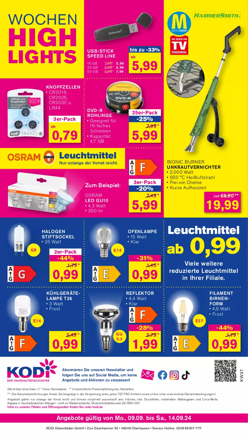 Aktueller Prospekt Kodi - Prospekte - von 09.09 bis 14.09.2024 - strona 8 - produkty: angebot, angebote, bio, Birnen, dvd, eis, elle, Kraut, kühlgerät, Lampe, lenco, leuchtmittel, LG, Ofen, Osram, reis, spee, tectro, teller, Ti, unkrautvernichter, usb