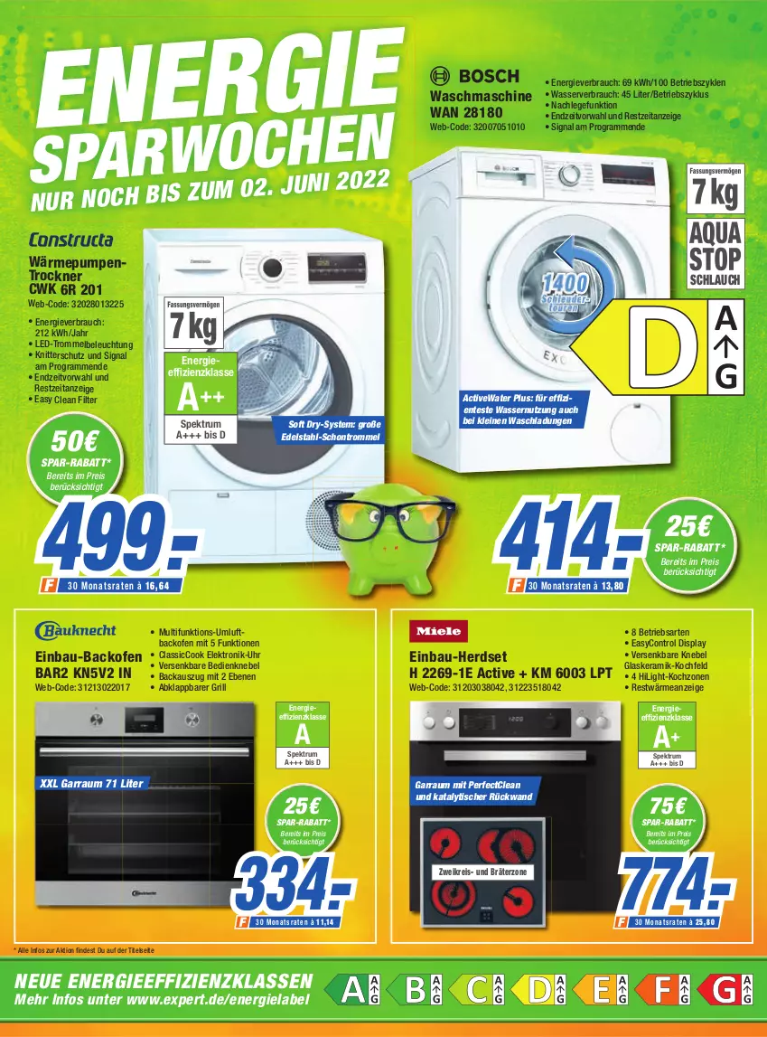 Aktueller Prospekt Expert Aalen - Prospekte - von 25.05 bis 31.05.2022 - strona 2 - produkty: backofen, Bau, beleuchtung, cin, edelstahl, einbau-herdset, eis, Elektro, ente, garraum, gefu, glaskeramik, glaskeramik-kochfeld, grill, herdset, keramik-kochfeld, kochfeld, leine, Ofen, Rauch, reis, rel, rückwand, rum, schlauch, Signal, Spektrum, Ti, tisch, Trockner, trommel, uhr, wärmepumpentrockner, waschmaschine, wasser