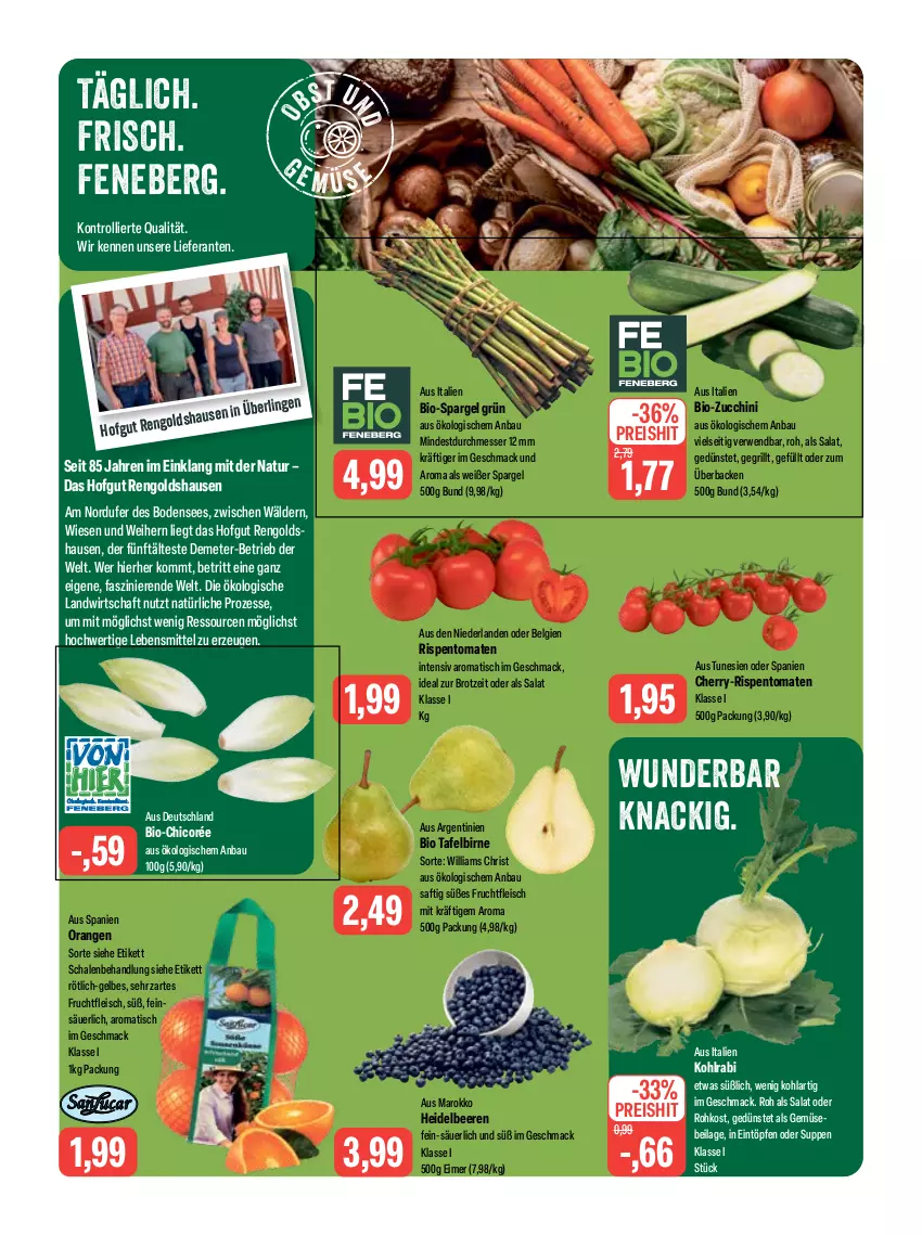 Aktueller Prospekt Feneberg - Prospekte - von 27.04 bis 29.04.2023 - strona 6 - produkty: Bau, beere, beeren, bio, bio-zucchini, brot, eimer, eintöpfe, eis, fleisch, frucht, fruchtfleisch, grill, heidelbeere, heidelbeeren, hofgut, ilag, kohlrabi, lebensmittel, LG, mac, messer, natur, orange, orangen, reis, rispentomaten, rwe, saft, salat, Schal, Schale, spargel, spargel grün, suppe, suppen, Ti, tisch, tomate, tomaten, trolli, zucchini