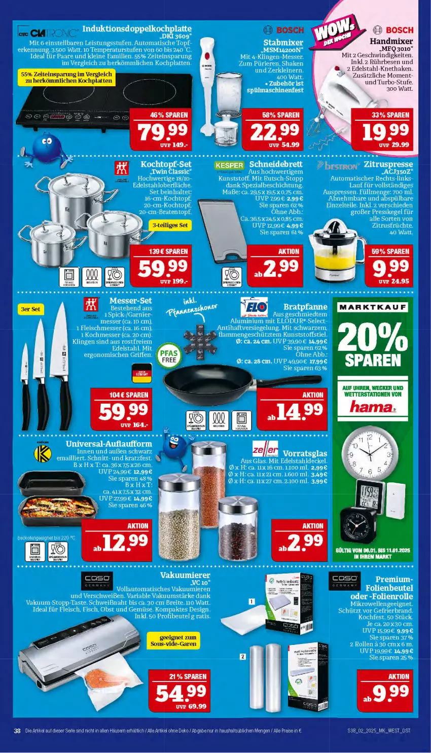 Aktueller Prospekt Marktkauf - Prospekt - von 05.01 bis 11.01.2025 - strona 38 - produkty: Bad, bosch, edelstahl, eis, handmixer, HP, Kochplatten, latte, Mixer, reis, Ti