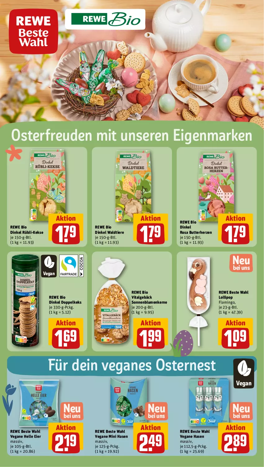 Aktueller Prospekt Rewe - Prospekte - von 04.03 bis 09.03.2024 - strona 15 - produkty: bio, blume, blumen, butter, eier, elle, keks, kekse, LG, rewe beste wahl, rewe bio, sonnenblume, sonnenblumen, Sonnenblumenkerne, Ti, Tiere, vita