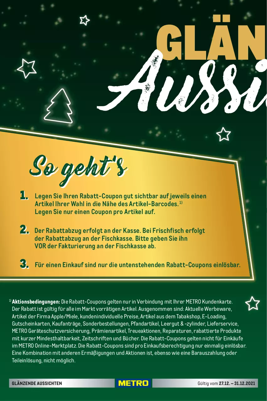 Aktueller Prospekt Metro - Food - von 27.12 bis 31.12.2021 - strona 10 - produkty: Apple, coupon, coupons, eis, elle, Faktu, fisch, frischfisch, gutschein, LG, lieferservice, Metro, miele, rabatt-coupon, reis, Ti