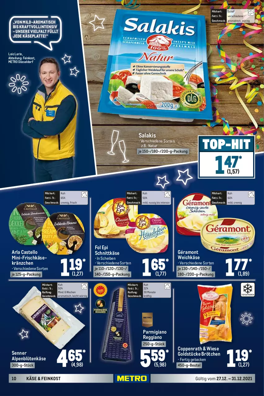 Aktueller Prospekt Metro - Food - von 27.12 bis 31.12.2021 - strona 12 - produkty: Abtei, arla, beutel, Blüte, brötchen, coppenrath, feinkost, fol epi, frischkäse, geback, géramont, Goldstücke, Käse, kraft, latte, mac, Metro, milch, natur, nuss, parmigiano, parmigiano reggiano, reggiano, salakis, schnittkäse, Ti, tisch, weichkäse