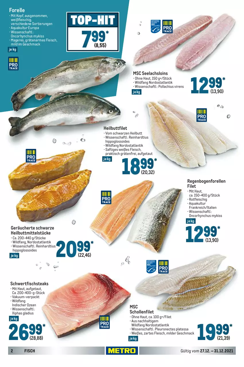 Aktueller Prospekt Metro - Food - von 27.12 bis 31.12.2021 - strona 2 - produkty: aqua, eis, elle, filet, fisch, fleisch, forelle, Heilbuttfilet, hipp, lachs, mac, rel, saft, scholl, steak, steaks, Ti, tisch, Wild