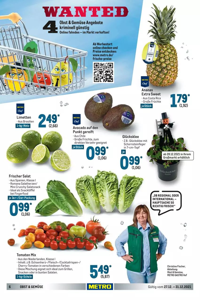 Aktueller Prospekt Metro - Food - von 27.12 bis 31.12.2021 - strona 6 - produkty: Abtei, ananas, angebot, angebote, avocado, cocktail, decke, eis, fisch, fische, Fischer, fleisch, früchte, glücksklee, grill, ideal zum grillen, limette, limetten, Löffel, Metro, metro gastro, Mett, metten, obst, reis, sac, salat, salate, salatherzen, Schal, Schale, Schornsteinfeger, snack, Ti, tomate, tomaten, topf