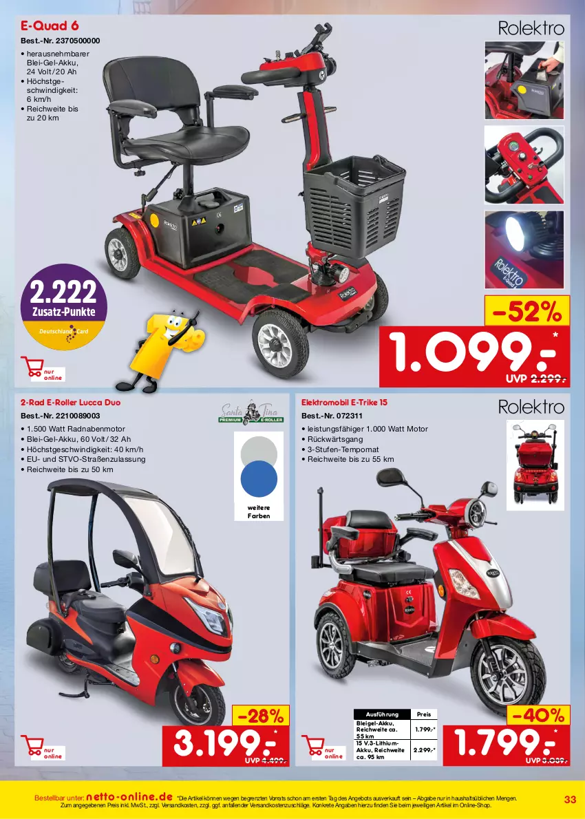 Aktueller Prospekt Netto Marken-Discount - Online-Angebote Juli - von 01.07 bis 31.07.2023 - strona 33 - produkty: akku, angebot, E-Roller, eis, Elektro, ndk, quad, reis, Roller, Tempo, Ti, ZTE