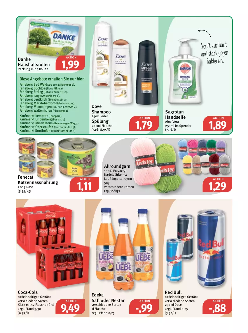 Aktueller Prospekt Feneberg - Prospekte - von 16.02 bis 18.02.2023 - strona 15 - produkty: aloe vera, angebot, angebote, auer, Bad, ball, buch, chloe, coca-cola, coffein, cola, deka, Diesel, dove, Egger, eis, emmi, flasche, getränk, Handseife, Nassnahrung, Nektar, Ofen, red bull, saft, sagrotan, Seife, shampoo, spülung, Ti