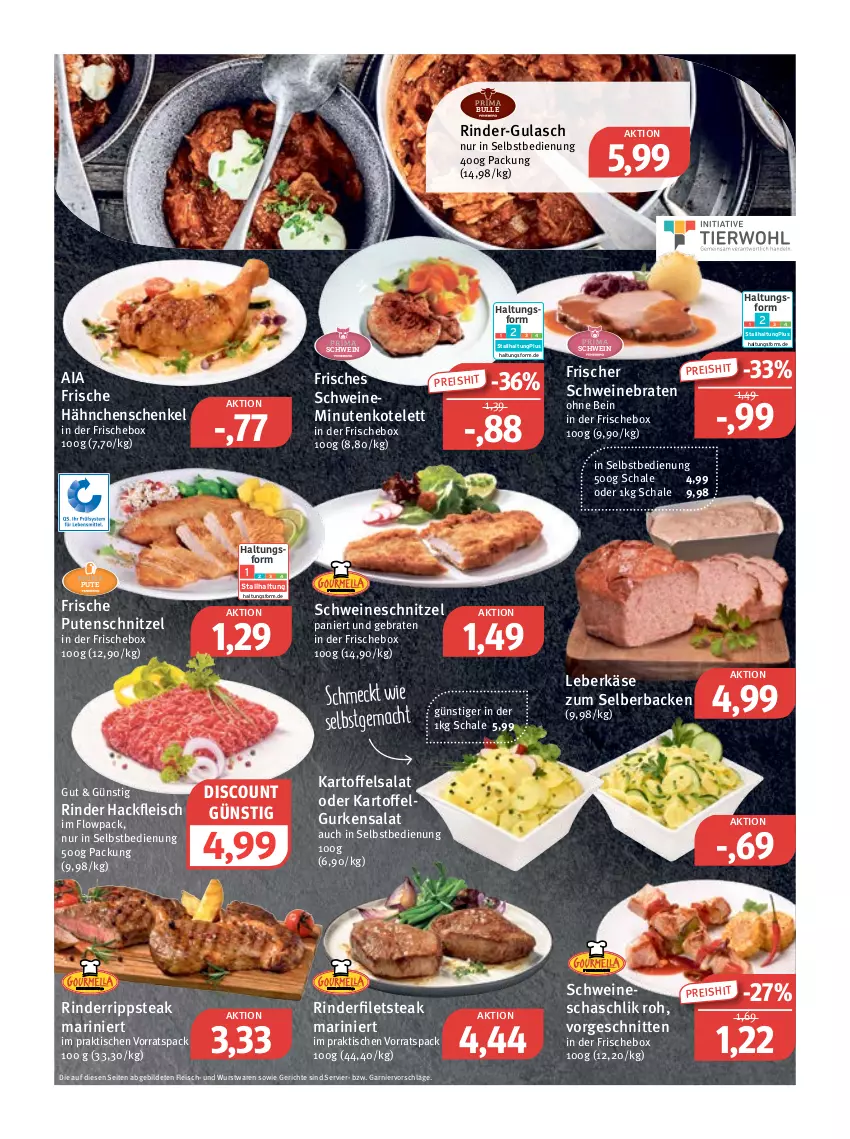 Aktueller Prospekt Feneberg - Prospekte - von 16.02 bis 18.02.2023 - strona 2 - produkty: braten, discount, eis, filet, filets, fleisch, Frische Hähnchen, garnier, gulasch, gurke, gurken, gurkensalat, hackfleisch, hähnchenschenkel, henkel, kartoffel, kartoffelsalat, Käse, kotelett, leberkäs, leberkäse, LG, mac, pute, putenschnitzel, reis, rind, rinder, rinderfilet, salat, Schal, Schale, schenkel, schnitten, schnitzel, schwein, schweine, schweinebraten, schweineschnitzel, steak, Ti, tisch, wein, weine, wurst