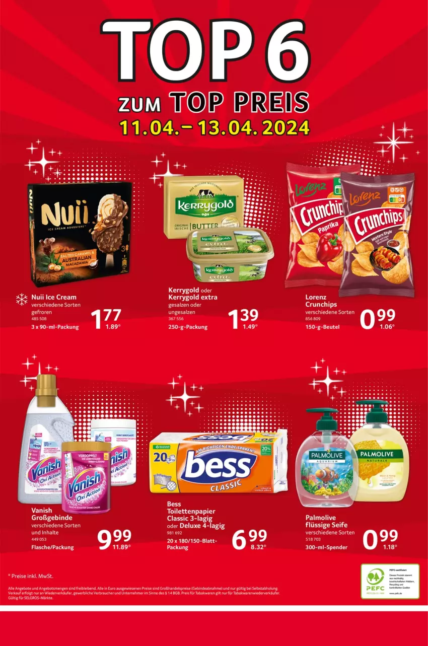 Aktueller Prospekt Selgros - Food - von 11.04 bis 17.04.2024 - strona 24 - produkty: angebot, angebote, beutel, eis, flasche, LG, lorenz, nuii, papier, Rauch, reis, salz, Seife, Ti, toilettenpapier