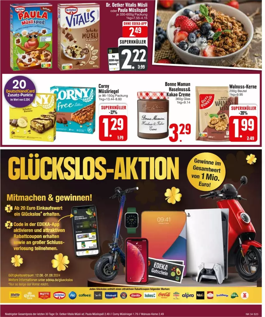 Aktueller Prospekt Edeka - Prospekte - von 19.08 bis 24.08.2024 - strona 23 - produkty: beutel, bonne maman, creme, Dr. Oetker, eis, haselnuss, kakao, mam, müsli, Müsliriegel, nuss, Paula, reis, riegel, vita, vitalis, vitalis müsli, walnuss, ZTE