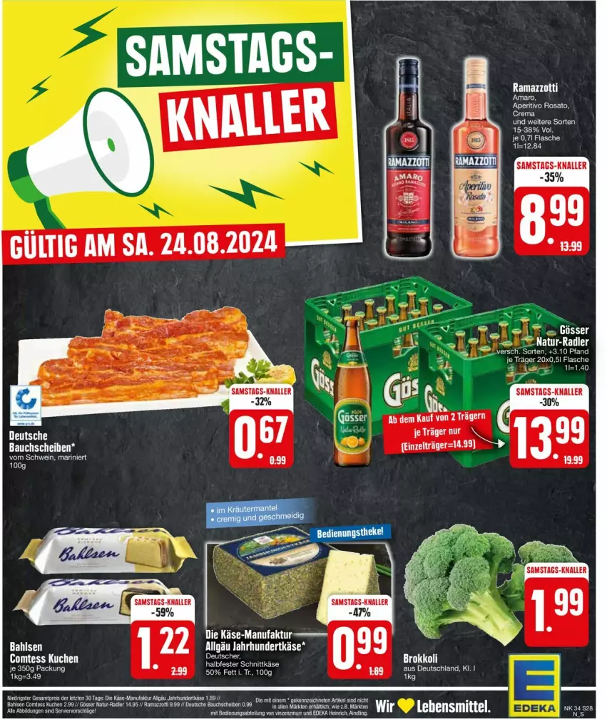 Aktueller Prospekt Edeka - Prospekte - von 19.08 bis 24.08.2024 - strona 28 - produkty: Abtei, bahlsen, Bau, bauchscheiben, cin, comtess, comtess kuchen, deka, dell, Faktu, flasche, Käse, kuchen, LG, Nashi, rama, ramazzott, ramazzotti, tee, Ti, Zelt, zott