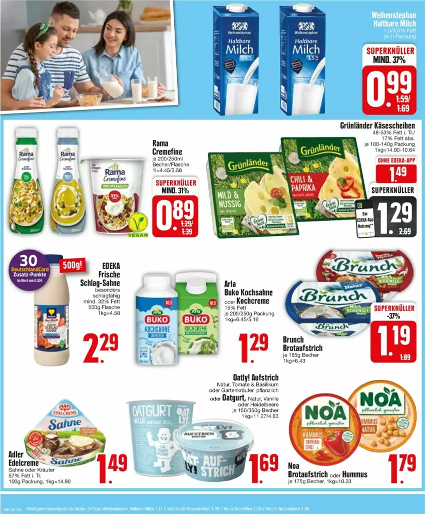 Aktueller Prospekt Edeka - Prospekte - von 19.08 bis 24.08.2024 - strona 4 - produkty: arla, aufstrich, basilikum, Becher, beere, brot, brotaufstrich, Buko, creme, deka, deutschlandcard, edelcreme, flasche, Garten, grünländer, heidelbeere, hummus, Käse, käsescheiben, Kocher, kräuter, milch, natur, oder kräuter, sahne, tomate