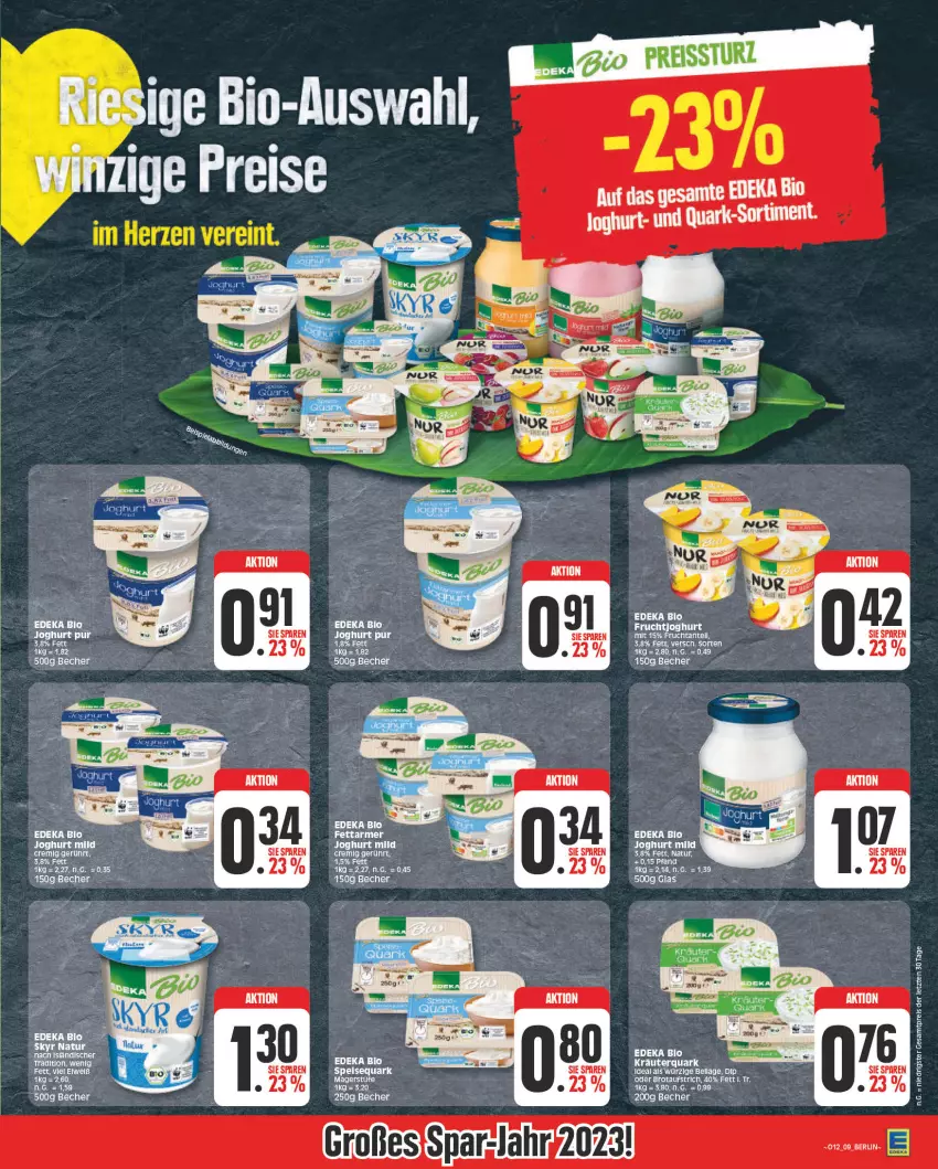 Aktueller Prospekt Edeka - Angebote der Woche - von 20.03 bis 25.03.2023 - strona 9 - produkty: Becher, bio, deka, dip, edeka bio, eis, ente, frucht, fruchtjoghurt, joghur, joghurt, joghurt mild, kräuter, natur, Nike, quark, reis, speisequark, tee, Ti, ZTE