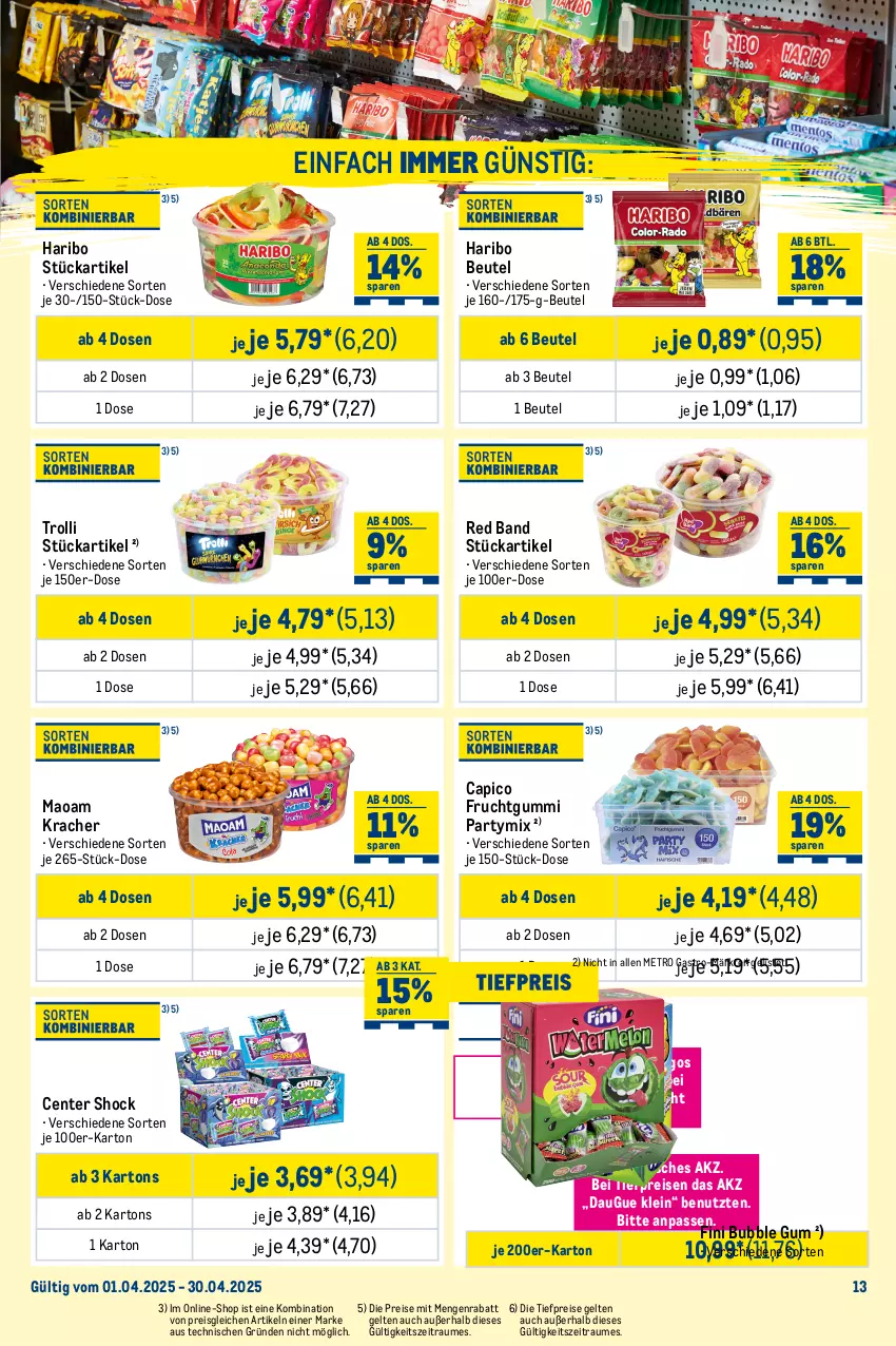 Aktueller Prospekt Metro - Monats-Mix - von 01.04 bis 30.04.2025 - strona 13 - produkty: beutel, Cap, eis, ente, frucht, fruchtgummi, haribo, kaugummi, kracher, maoam, Metro, metro gastro, reis, Ti, tiefpreis, trolli, ZTE, zucker