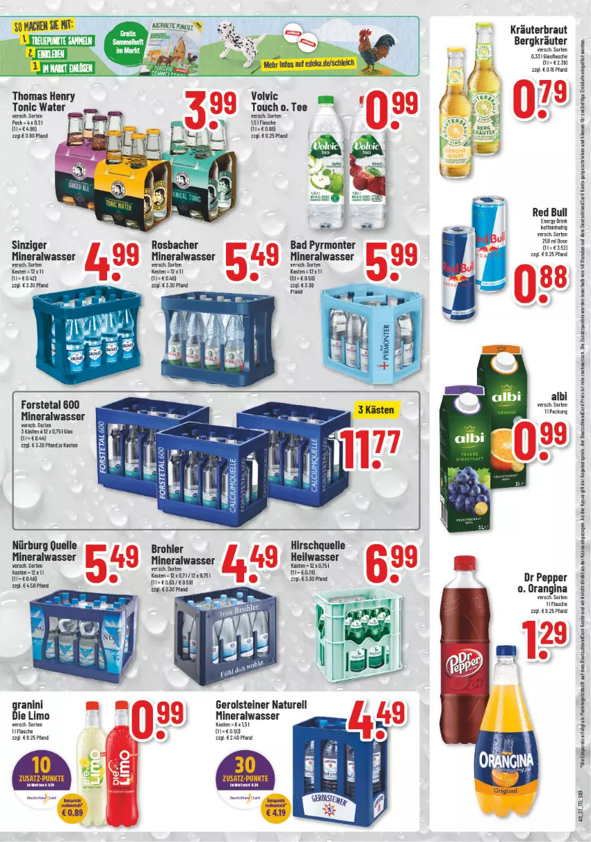 Aktueller Prospekt Trinkgut - von 03.10 bis 08.10.2022 - strona 3 - produkty: Alwa, angebot, angebotspreis, Bad, Calcium, deka, deutschland card, deutschlandcard, drink, eis, elle, energy drink, erde, flasche, Forstetal, gerolsteine, gerolsteiner, gin, glasflasche, granini, kräuter, Kräuterbraut, LG, limo, mineralwasser, monte, natur, orangina, red bull, reis, rel, steiner, tee, thomas henry, Ti, tonic, tonic water, volvic, wasser