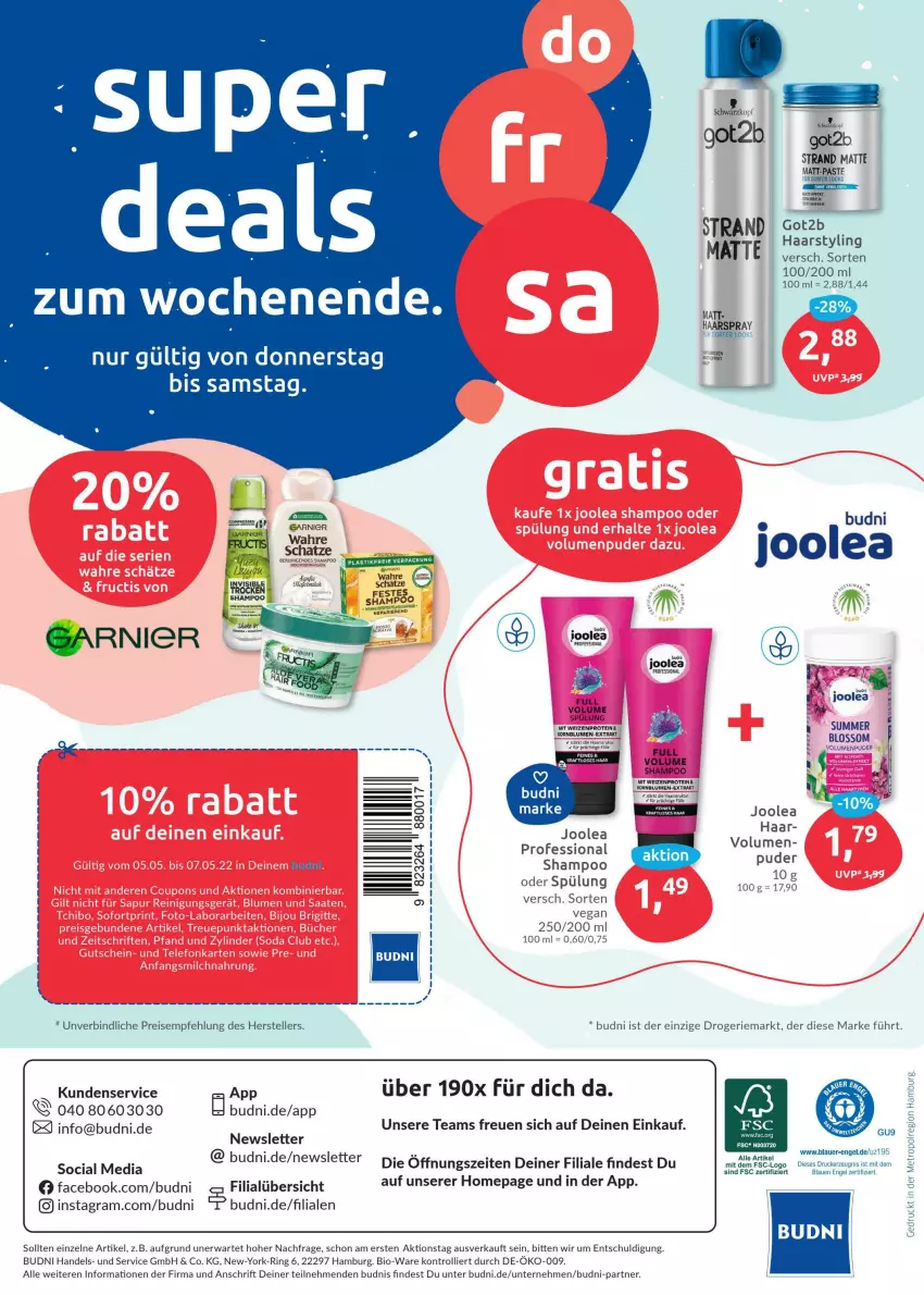 Aktueller Prospekt Budni - Prospekte - von 02.05 bis 07.05.2022 - strona 8 - produkty: asti, auer, bio, buch, drucker, eis, elle, Engel, haarspray, kerze, kraft, Metro, Omep, reis, ring, shampoo, spülung, Surf, teller, Ti, trolli, Wahre Schätze, Yo