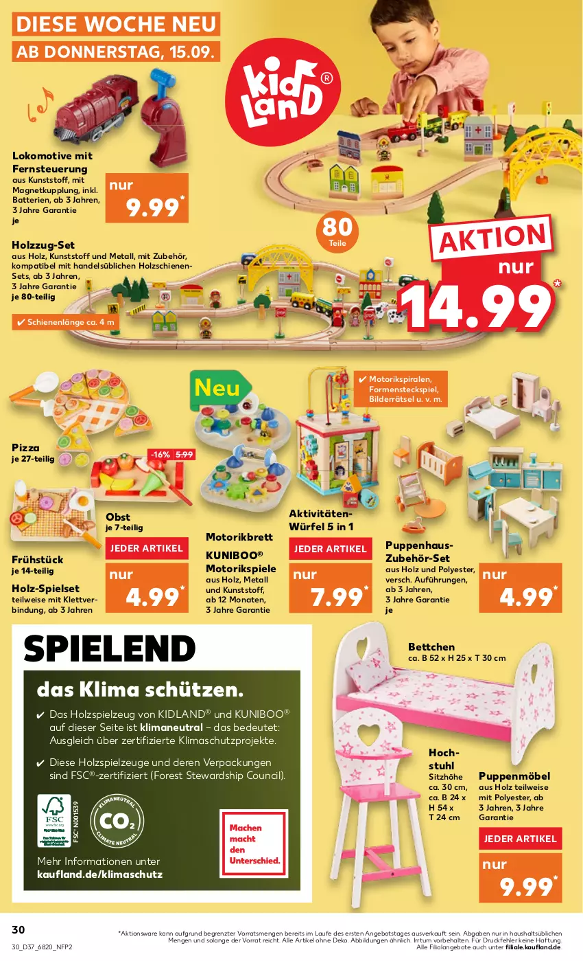 Aktueller Prospekt Kaufland - von 15.09 bis 21.09.2022 - strona 30 - produkty: angebot, angebote, batterie, batterien, bett, eis, Holz, möbel, obst, pizza, Puppe, Schütze, Sitzhöhe, Spiele, spielzeug, Steckspiel, stuhl, Ti, würfel, ZTE