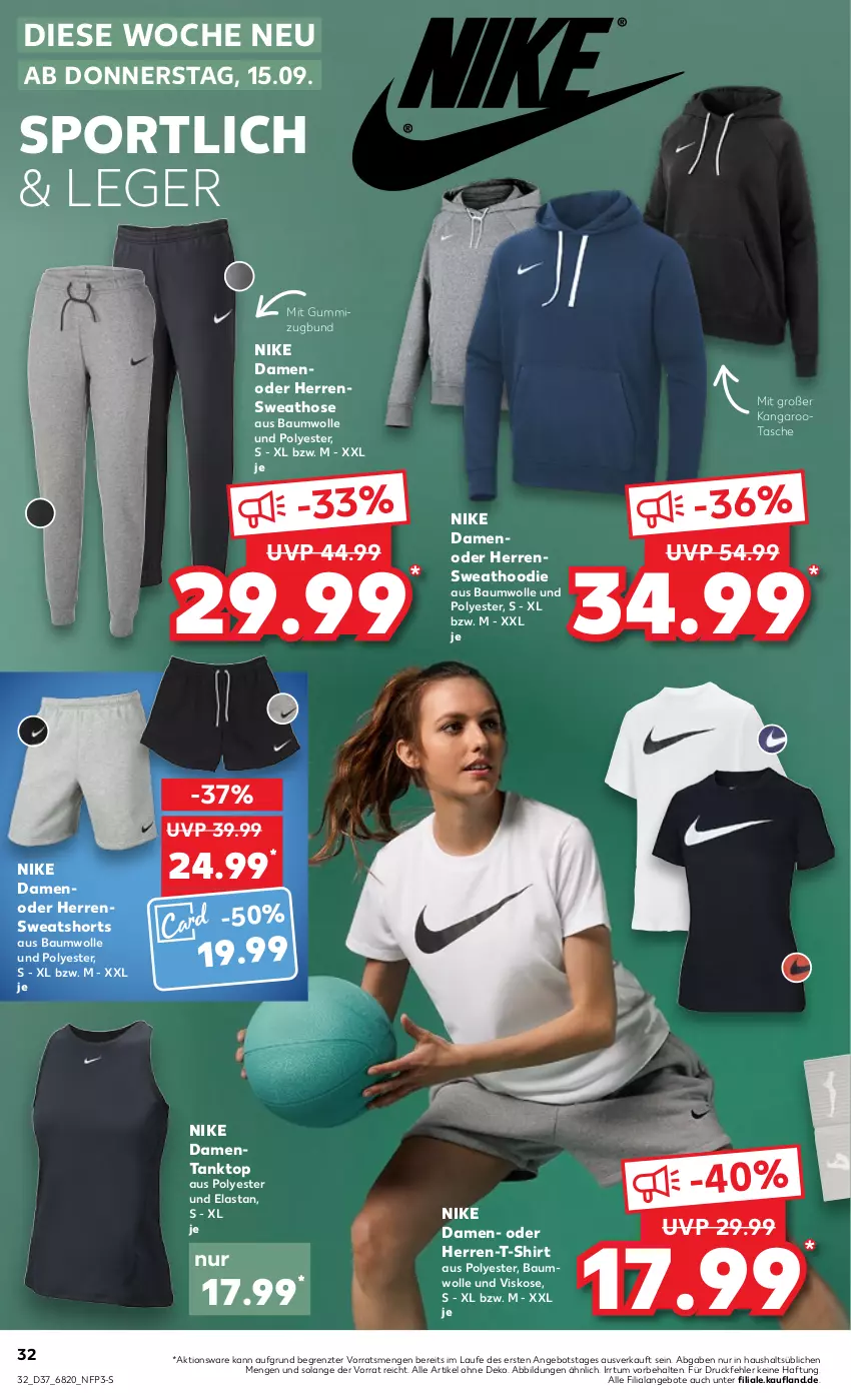 Aktueller Prospekt Kaufland - von 15.09 bis 21.09.2022 - strona 32 - produkty: angebot, angebote, Bau, baumwolle, herren-t-shirt, hose, Nike, shirt, shorts, Sport, Sweathose, sweatshorts, T-Shirt, tanktop, Tasche, Ti, wolle, ZTE