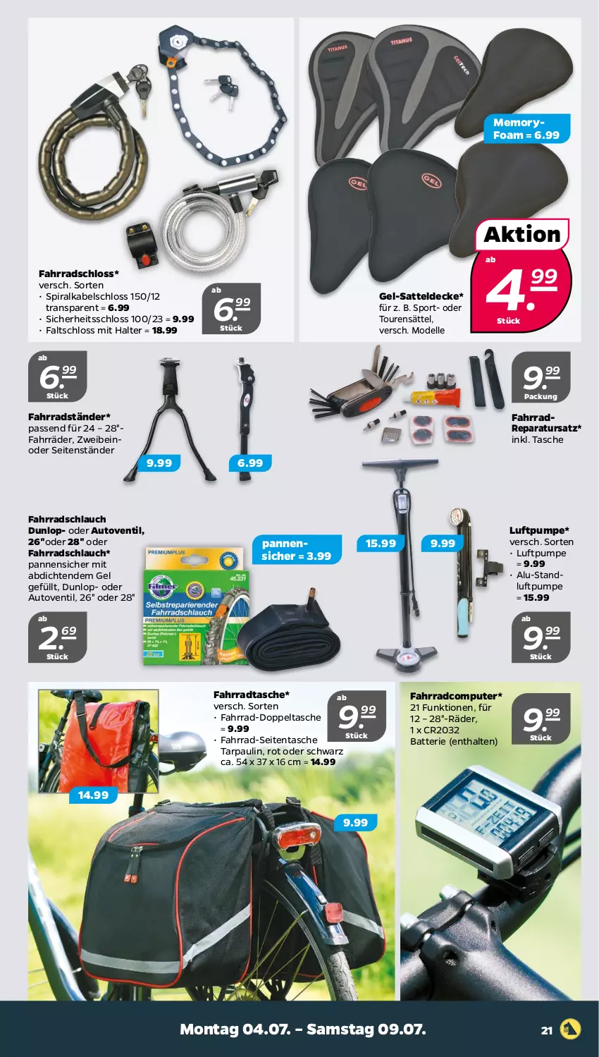 Aktueller Prospekt Netto - Angebote ab Montag - von 04.07 bis 09.07.2022 - strona 21 - produkty: auto, batterie, computer, decke, dell, dunlop, elle, Fahrrad, Fahrradschloss, Fahrradtasche, Faltschloss, Mode, pute, sattel, schlauch, Sport, Tasche, Ti