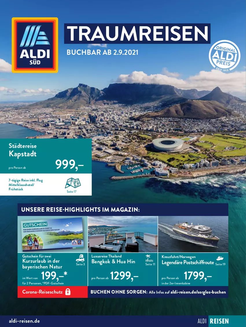 Aktueller Prospekt AldiSud - ALDI Reisen - von 02.09 bis 30.09.2021 - strona 1