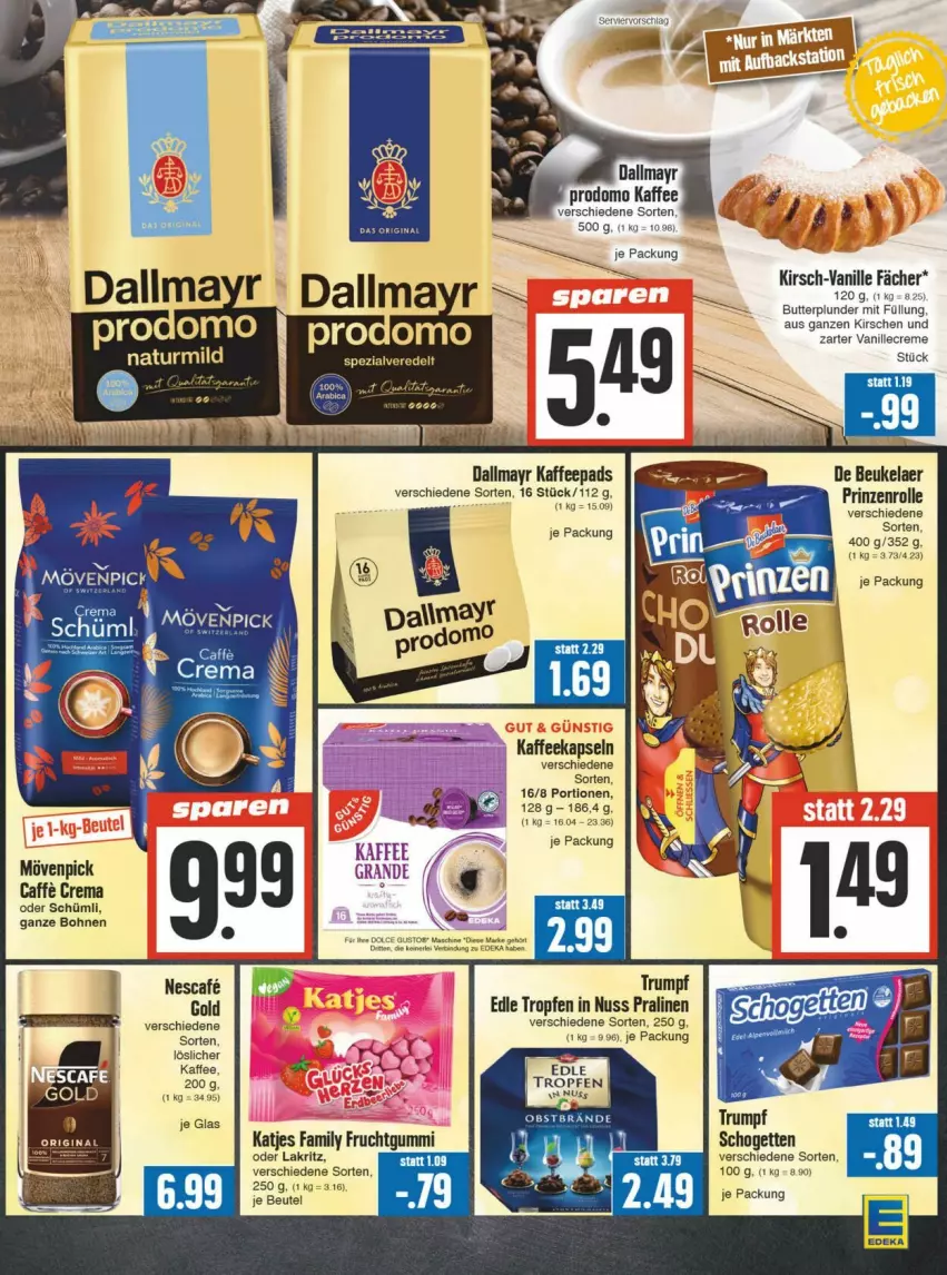 Aktueller Prospekt Edeka - Prospekte - von 31.08 bis 07.09.2024 - strona 11 - produkty: beutel, bohne, bohnen, butter, creme, dallmayr, de beukelaer, deka, frucht, fruchtgummi, kaffee, kaffeekapseln, kaffeepads, katjes, kirsch, kirsche, kirschen, Lakritz, löslicher kaffee, mövenpick, nescafe, nuss, obst, oder lakritz, Plunder, pralinen, prinzenrolle, prodomo, rel, schogetten, Ti, vanille, Yo