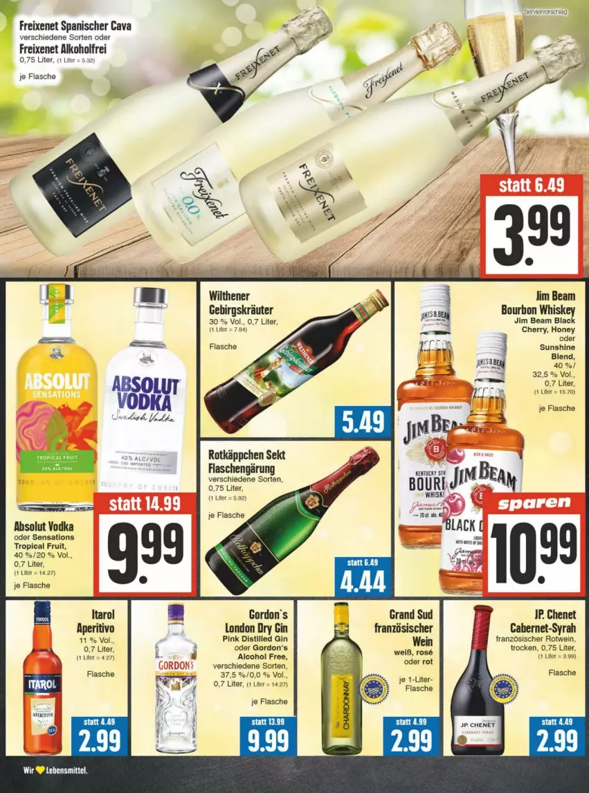 Aktueller Prospekt Edeka - Prospekte - von 31.08 bis 07.09.2024 - strona 14 - produkty: Absolut Vodka, alkohol, bourbon, bourbon whiskey, cabernet, Cava, dry gin, flasche, freixenet, gin, gordon, gordon's, Gordon’s, grand sud, jim beam, kräuter, lack, london dry, london dry gin, rotkäppchen, rotwein, sekt, sensations, sunshine, Ti, vodka, wein, whiskey, wilthener