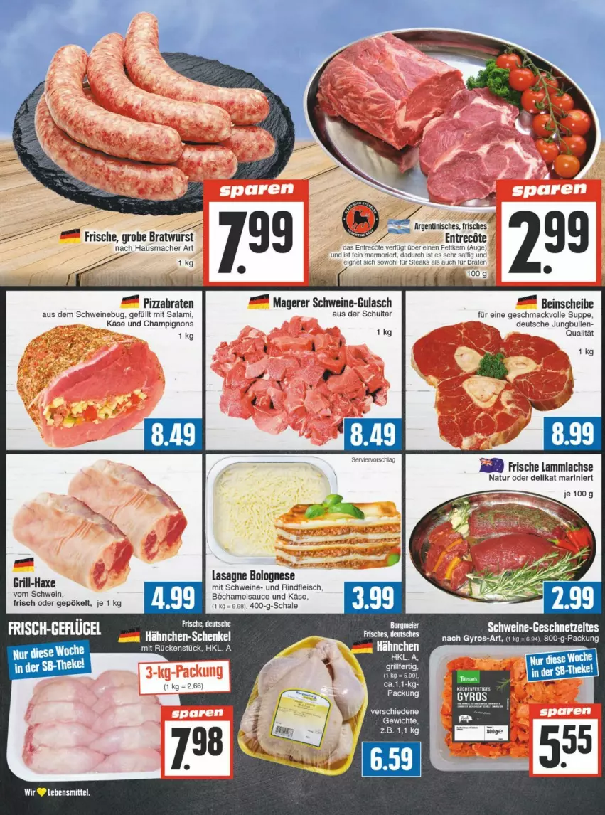 Aktueller Prospekt Edeka - Prospekte - von 31.08 bis 07.09.2024 - strona 4 - produkty: axe, bolognese, braten, bratwurst, champignon, champignons, eis, fleisch, geschnetzeltes, grill, grobe bratwurst, gulasch, gyros, Haxe, jungbullen, Käse, lachs, lamm, lammlachse, lasagne, lebensmittel, mac, natur, pizza, rind, rindfleisch, salami, sauce, Schal, Schale, schwein, schweine, suppe, Ti, wein, weine, wurst, Zelt