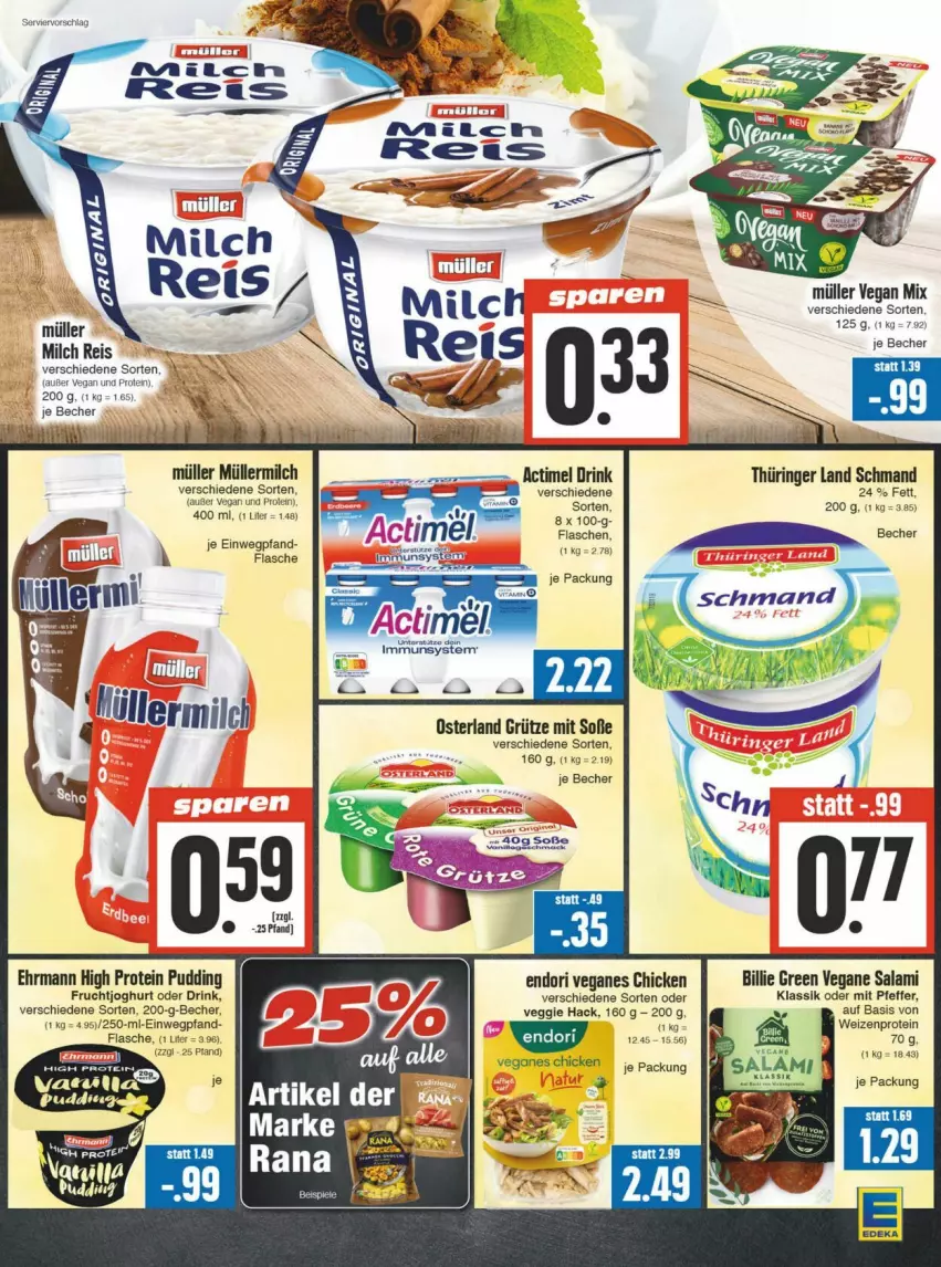 Aktueller Prospekt Edeka - Prospekte - von 31.08 bis 07.09.2024 - strona 7 - produkty: actimel, actimel drink, Becher, deka, drink, ehrmann, eis, flasche, frucht, fruchtjoghurt, grütze, joghur, joghurt, milch, Müller, pfeffer, pudding, reis, ring, salami, schmand, Soße, Ti, veggie