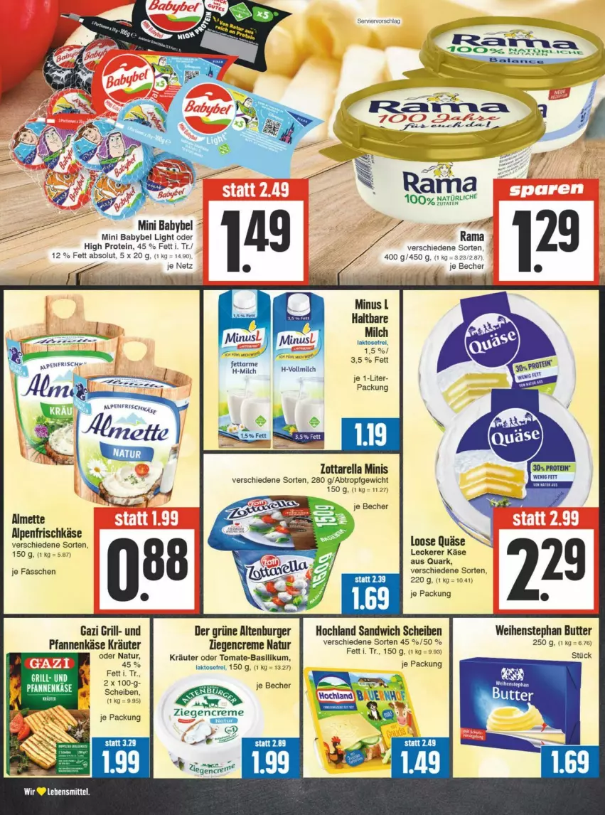 Aktueller Prospekt Edeka - Prospekte - von 31.08 bis 07.09.2024 - strona 8 - produkty: almette, altenburger, babybel, basilikum, Becher, burger, butter, creme, frischkäse, grill, haltbare milch, hochland, Käse, kräuter, Loose, Mett, milch, mini babybel, natur, pfanne, pfannen, pfannenkäse, quark, quäse, rama, rel, sandwich, tomate, tomate-basilikum, und pfanne, weihenstephan