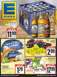 Gazetka promocyjna Edeka - Prospekte - Gazetka - ważna od 07.09 do 07.09.2024 - strona 1 - produkty: ariel, ariel waschmittel, bavaria blu, bergader, bier, bügel, deka, flasche, Käse, mönchshof, natur, Pods, radler, Ria, rwe, tafeltrauben, Ti, trauben, waschmittel, weichkäse