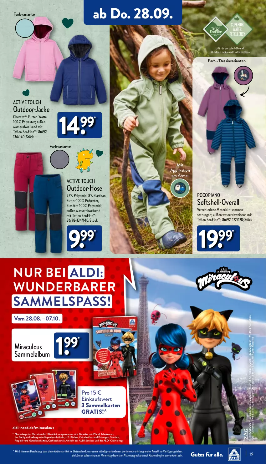 Aktueller Prospekt Aldi Nord - Von Montag - von 25.09 bis 30.09.2023 - strona 19 - produkty: active touch, aldi, buch, eis, gin, gutschein, hose, HP, Jacke, Liege, Overall, pocopiano, reis, Ria, Softshell-Overall, telefon, Ti, wasser, ZTE