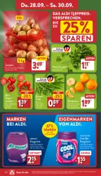 Gazetka promocyjna Aldi Nord - Von Montag - Gazetka - ważna od 30.09 do 30.09.2023 - strona 28 - produkty: aldi, cola, eis, gin, kaugummi, mandarine, mandarinen, petersilie, reis, rucola, sac, salat, Schal, Schale, Ti, tiefpreis, tomate, tomaten, ZTE, zucker, zwiebel, zwiebeln